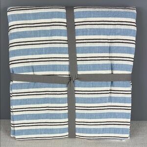 Piglet in Bed European Linen Square Pillowcases Bluebell Striped Set of 2 NEW
